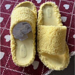 Yellow Lemonade fleece slides